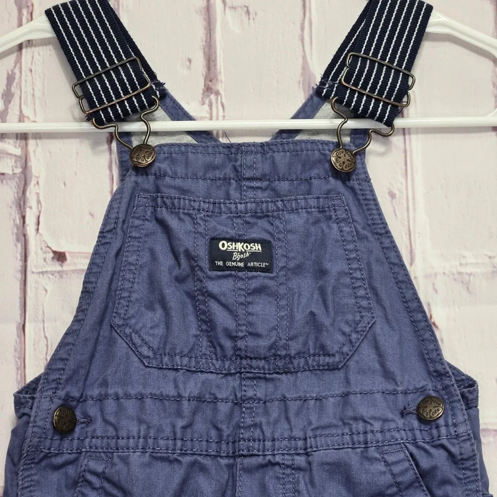 OshKosh B'gosh Overalls Cotton Blue Vestbak Striped Straps Bibs Toddler 3T